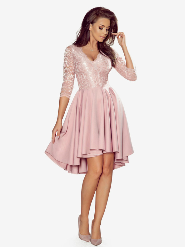 numoco Exkluzivní šaty s krajkou - prášek růžový Numoco NICOLLE