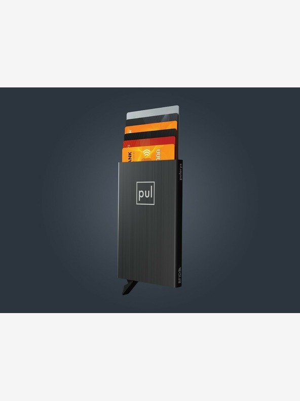 Pularys Pularys pouzdro na doklady černé, kartáčovaný hliník