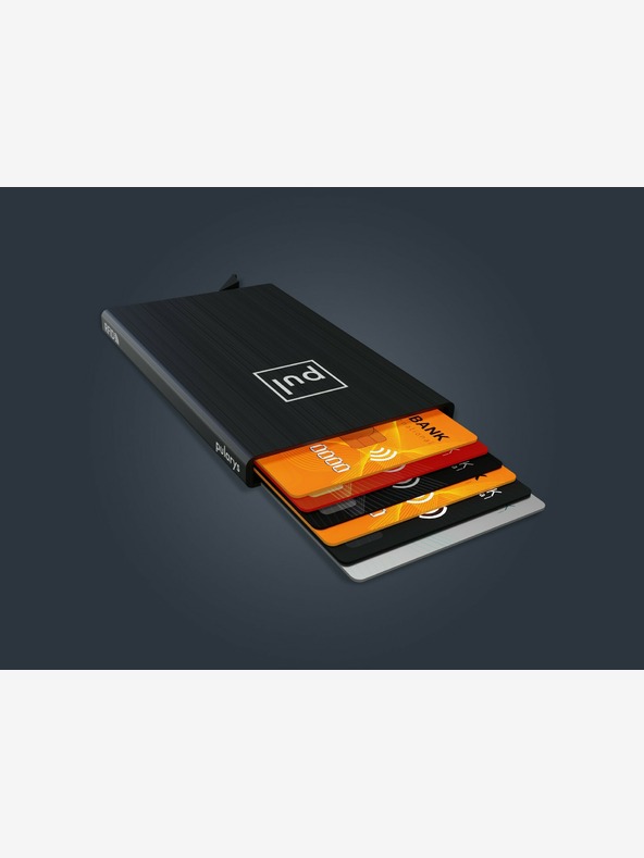 Pularys Pularys pouzdro na doklady černé, kartáčovaný hliník