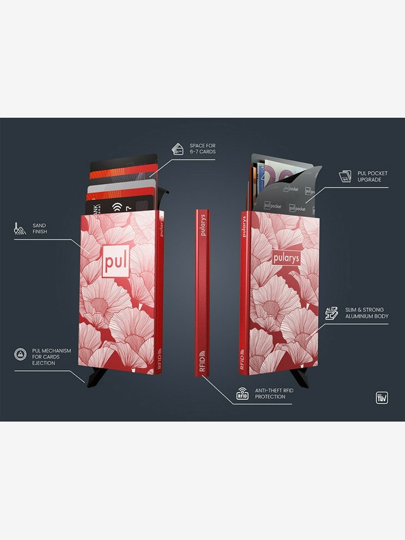 Pularys Pularys dámské pouzdro na doklady - máky červené