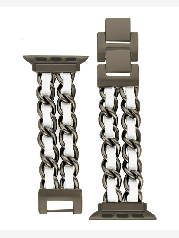 Steve Madden Dámský řemínek Steve Madden v kombinaci ocel a veganská kůže pro Apple Watch 38/40/41mm, WS/1001BKWT424445