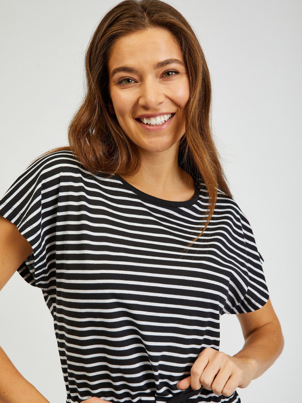 Sam 73 Bílo-černé dámské pruhované šaty SAM73 Sagitta