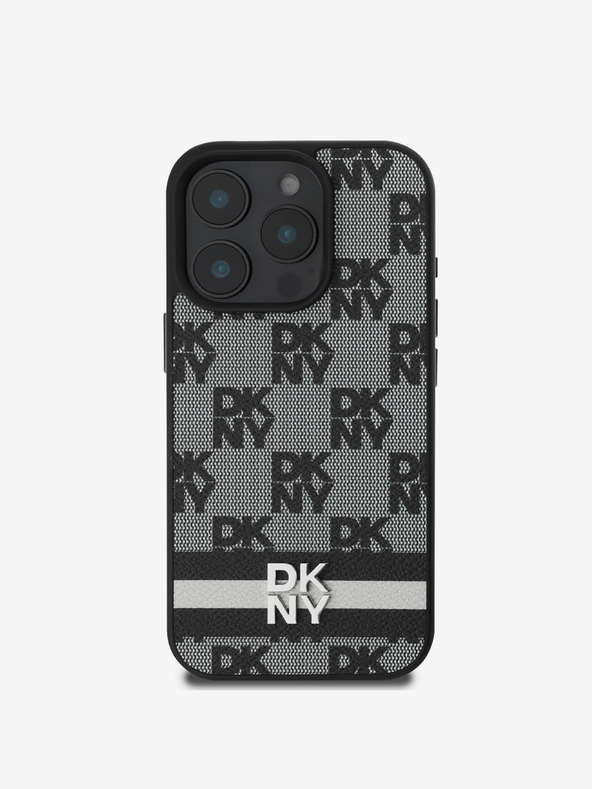 DKNY DKNY PU Leather Checkered Pattern and Stripe Zadní Kryt pro iPhone 16 Pro Black