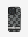 DKNY DKNY PU Leather Checkered Pattern and Stripe Zadní Kryt pro iPhone 16 Pro Black