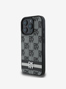 DKNY DKNY PU Leather Checkered Pattern and Stripe Zadní Kryt pro iPhone 16 Pro Black