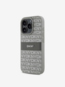 DKNY DKNY PU Leather Repeat Pattern Tonal Stripe Zadní Kryt pro iPhone 16 Pro Max Beige