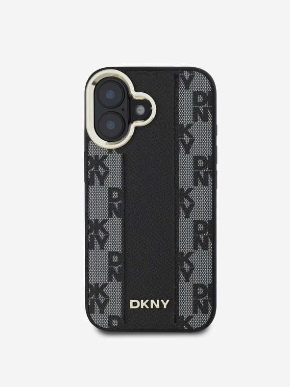 DKNY DKNY PU Leather Checkered Pattern Magsafe Zadní Kryt pro iPhone 16 Plus Black