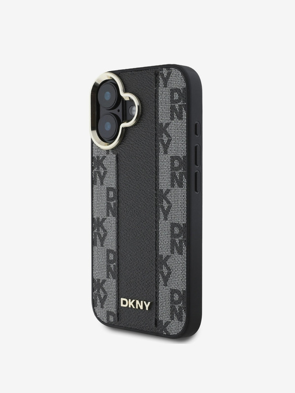 DKNY DKNY PU Leather Checkered Pattern Magsafe Zadní Kryt pro iPhone 16 Plus Black