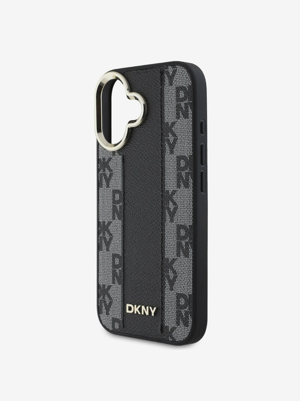 DKNY DKNY PU Leather Checkered Pattern Magsafe Zadní Kryt pro iPhone 16 Plus Black