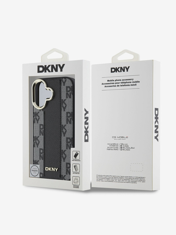 DKNY DKNY PU Leather Checkered Pattern Magsafe Zadní Kryt pro iPhone 16 Plus Black