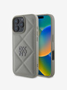 DKNY DKNY PU Leather Quilted Stack Logo Zadní Kryt pro iPhone 16 Pro Max Grey