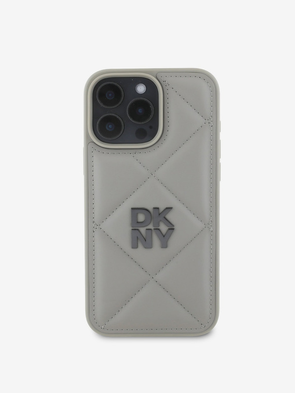 DKNY DKNY PU Leather Quilted Stack Logo Zadní Kryt pro iPhone 16 Pro Max Grey
