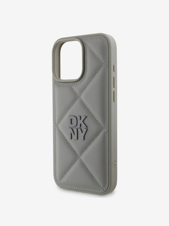 DKNY DKNY PU Leather Quilted Stack Logo Zadní Kryt pro iPhone 16 Pro Max Grey