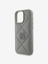 DKNY DKNY PU Leather Quilted Stack Logo Zadní Kryt pro iPhone 16 Pro Max Grey