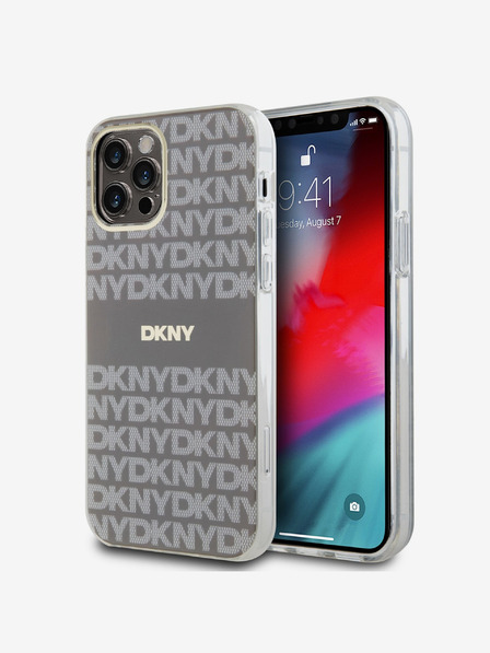 DKNY PC/TPU Repeat Pattern Tonal Stripe Magsafe Zadní Kryt pro iPhone 12/12 Pro Beige DKNY