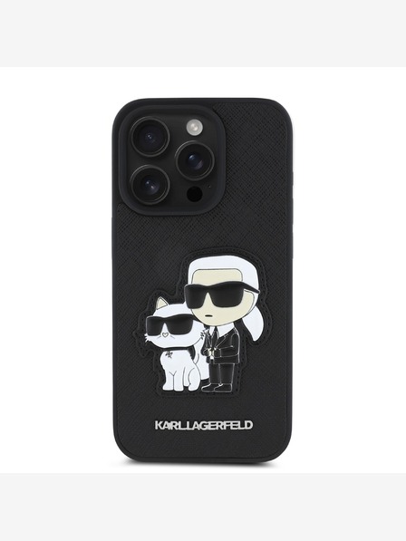 Karl Lagerfeld Karl Lagerfeld PU Saffiano Karl and Choupette Zadní Kryt pro iPhone 15 Pro Black