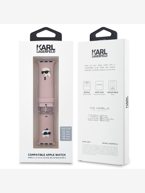 Karl Lagerfeld Karl Lagerfeld Karl and Choupette Head NFT Řemínek pro Apple Watch 42/44/45/46/49 Pink