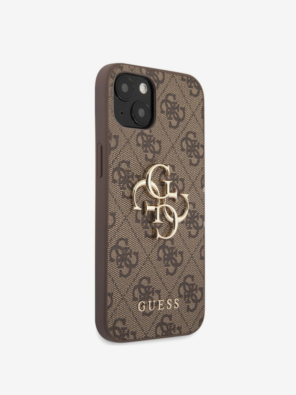 Guess Guess PU 4G Metal Logo Zadní Kryt pro iPhone 13 Brown