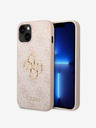 Guess PU 4G Metal Logo Zadní Kryt pro iPhone 15 Pink Obal na telefon