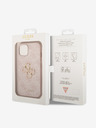 Guess PU 4G Metal Logo Zadní Kryt pro iPhone 15 Pink Obal na telefon