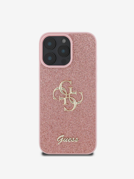 Guess Guess PU Fixed Glitter 4G Metal Logo Zadní Kryt pro iPhone 16 Pro Max Pink