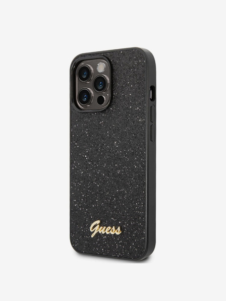 Guess Guess PC/TPU Glitter Flakes Metal Logo Zadní Kryt pro iPhone 14 Pro Max Black