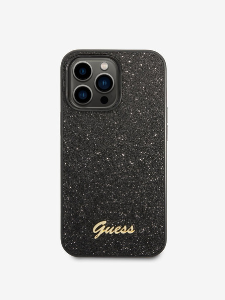 Guess Guess PC/TPU Glitter Flakes Metal Logo Zadní Kryt pro iPhone 14 Pro Max Black