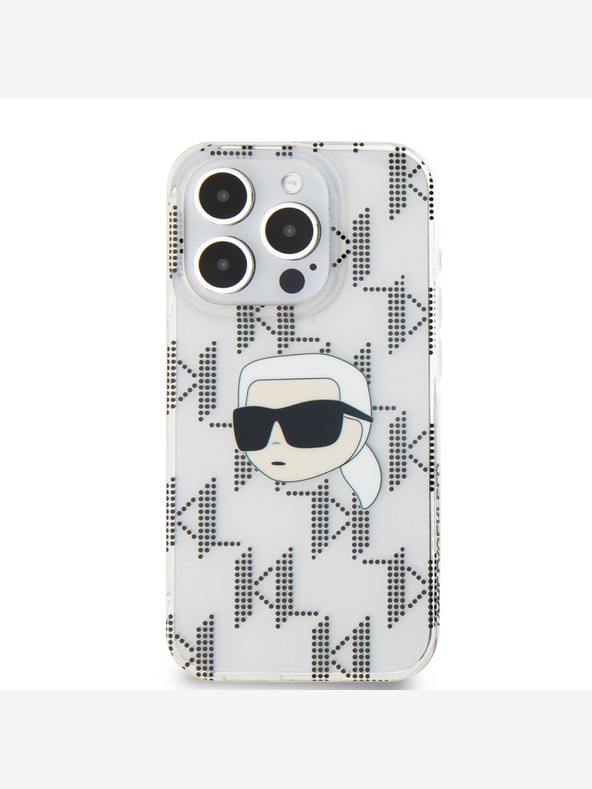 Karl Lagerfeld Karl Lagerfeld IML Electroplated Karl Head Zadní Kryt pro iPhone 15 Pro Max Transparent