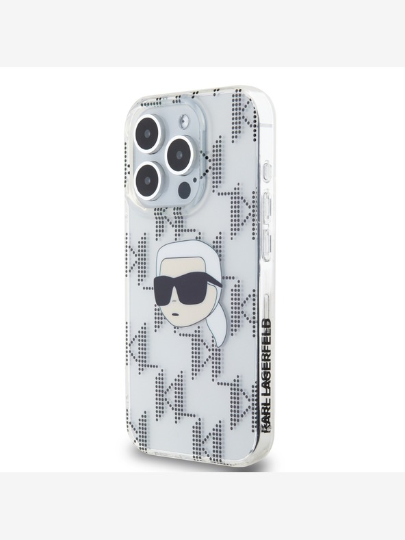 Karl Lagerfeld Karl Lagerfeld IML Electroplated Karl Head Zadní Kryt pro iPhone 15 Pro Max Transparent