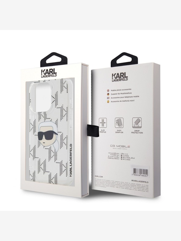 Karl Lagerfeld Karl Lagerfeld IML Electroplated Karl Head Zadní Kryt pro iPhone 15 Pro Max Transparent