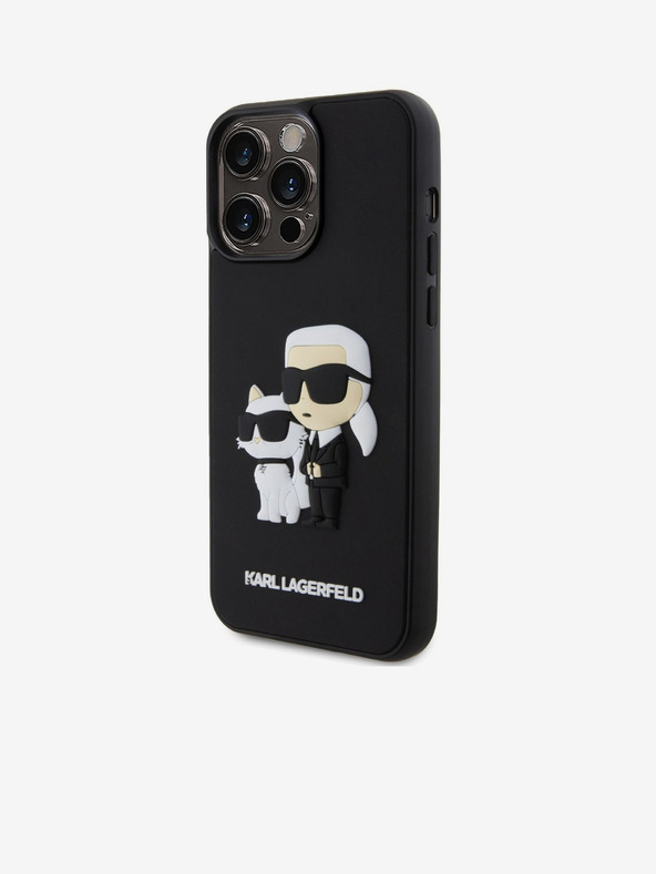 Karl Lagerfeld 3D Rubber Karl and Choupette Zadní Kryt pro iPhone 13 Pro Max Black Karl Lagerfeld