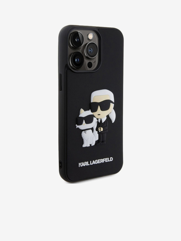 Karl Lagerfeld 3D Rubber Karl and Choupette Zadní Kryt pro iPhone 13 Pro Max Black Karl Lagerfeld