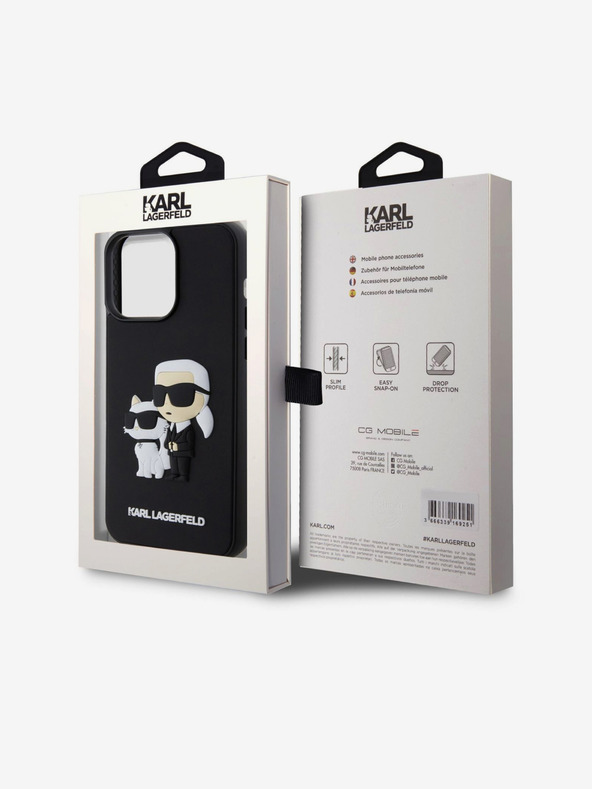 Karl Lagerfeld 3D Rubber Karl and Choupette Zadní Kryt pro iPhone 13 Pro Max Black Karl Lagerfeld