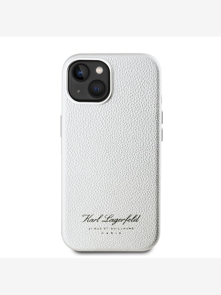 Karl Lagerfeld Grained PU Hotel RSG Zadní Kryt pro iPhone 15 Grey Karl Lagerfeld