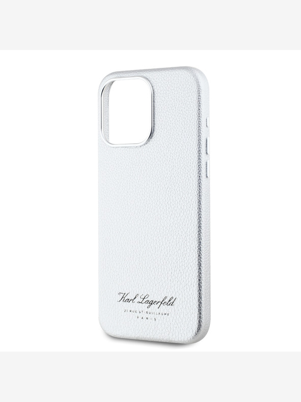 Karl Lagerfeld Grained PU Hotel RSG Zadní Kryt pro iPhone 15 Pro Grey Karl Lagerfeld