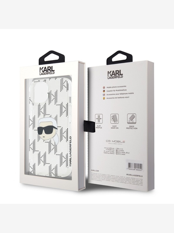Karl Lagerfeld Karl Lagerfeld IML Electroplated Karl Head Zadní Kryt pro iPhone 15 Transparent