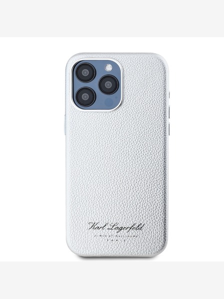 Karl Lagerfeld Grained PU Hotel RSG Zadní Kryt pro iPhone 15 Pro Max Grey Karl Lagerfeld
