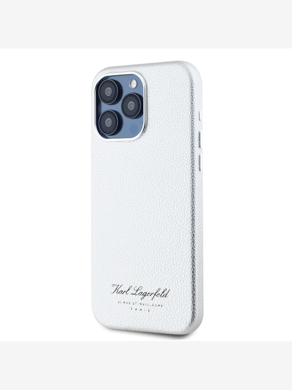 Karl Lagerfeld Grained PU Hotel RSG Zadní Kryt pro iPhone 15 Pro Max Grey Karl Lagerfeld