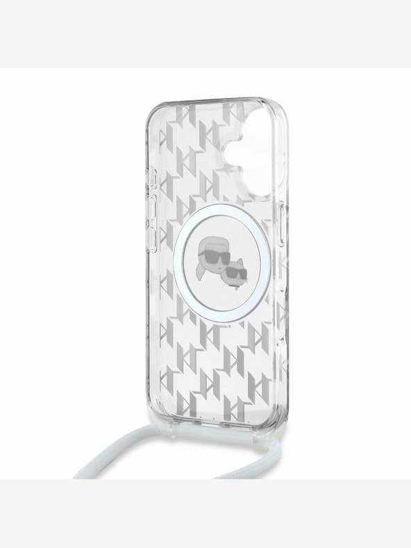 Karl Lagerfeld Karl Lagerfeld IML Monogram Crossbody K&CH Heads MagSafe Zadní Kryt pro iPhone 16 Transparent