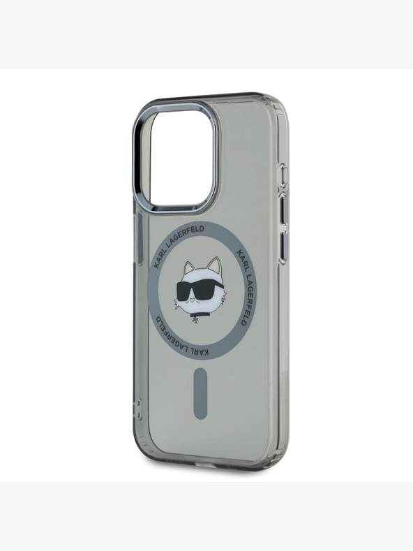 Karl Lagerfeld Karl Lagerfeld IML Choupette Head Metal Frame MagSafe Zadní Kryt pro iPhone 15 Pro Max Black