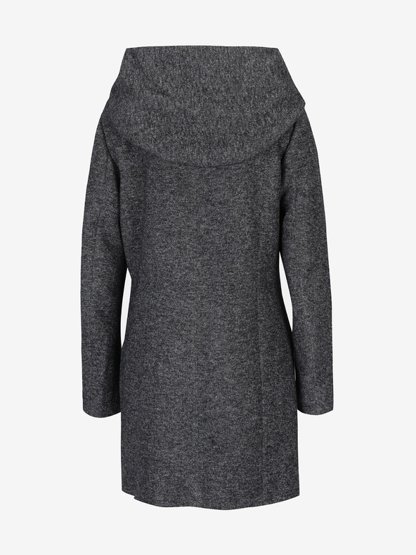 ONLY Tmavě šedý žíhaný lehký kabát s kapucí ONLY Sedona