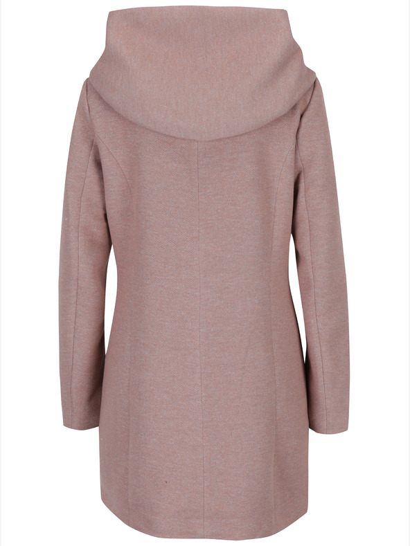 ONLY Starorůžový dámský žíhaný lehký kabát s kapucí ONLY Sedona