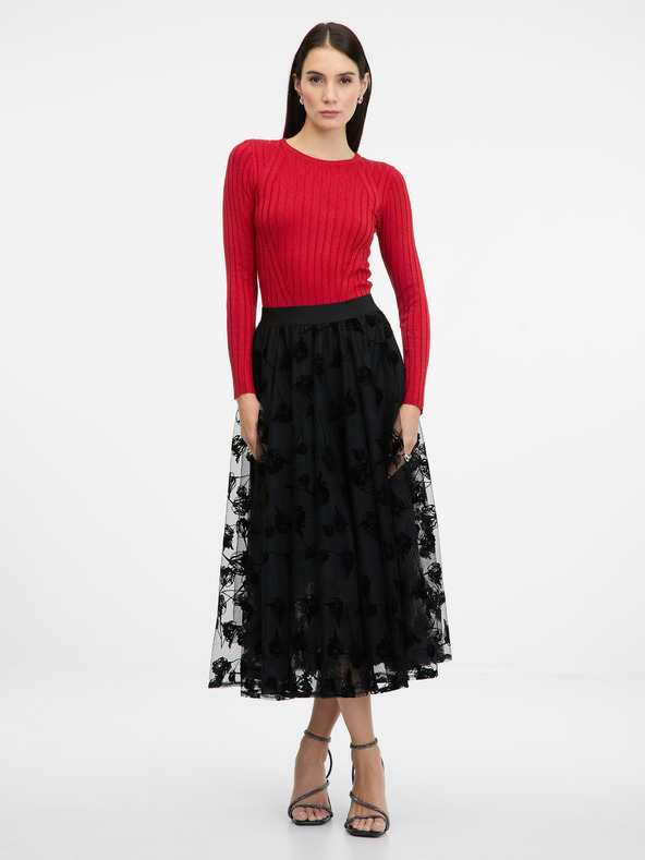 Orsay Červené dámské tričko s dlouhým rukávem ORSAY