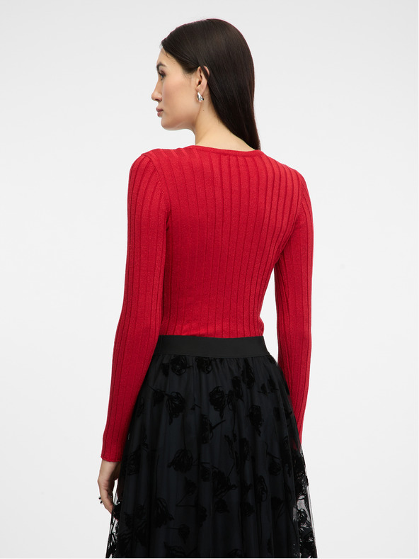 Orsay Červené dámské tričko s dlouhým rukávem ORSAY