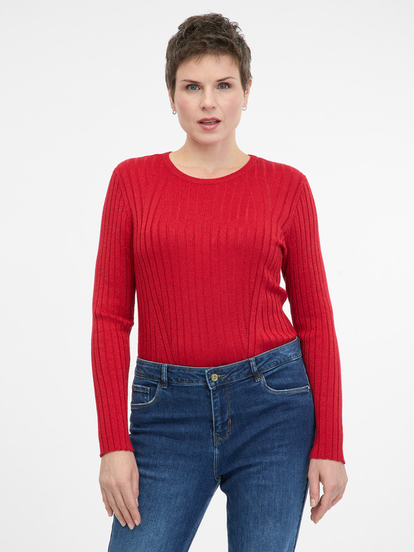 Orsay Červené dámské tričko s dlouhým rukávem ORSAY