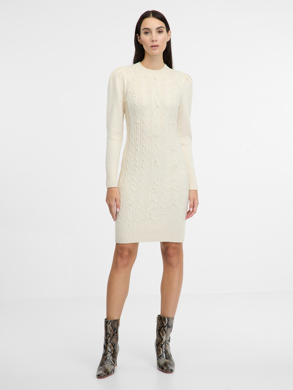 Orsay Krémové dámské svetrové šaty ORSAY