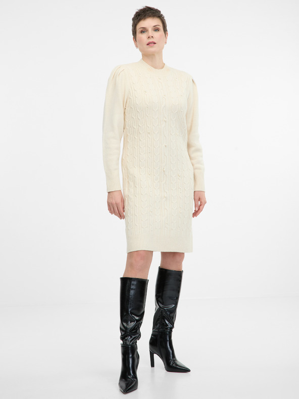 Orsay Krémové dámské svetrové šaty ORSAY