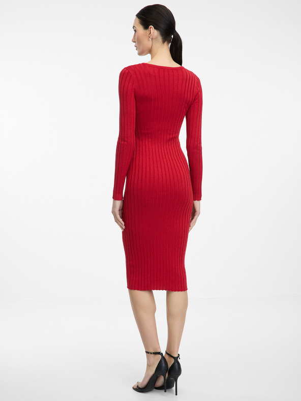 Orsay Červené dámské midi šaty ORSAY