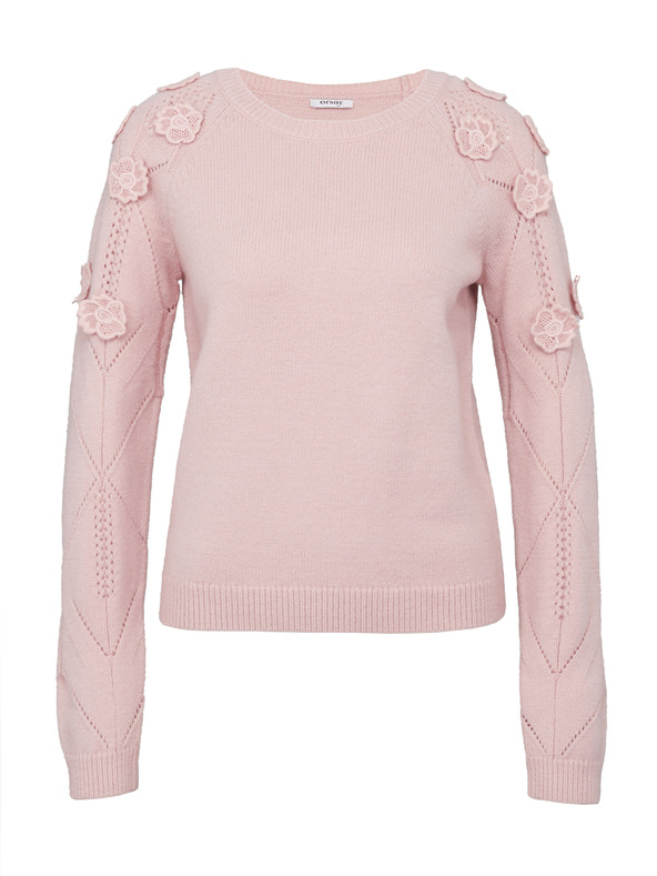 Orsay Světle růžový dámský svetr s květinovou aplikací ORSAY