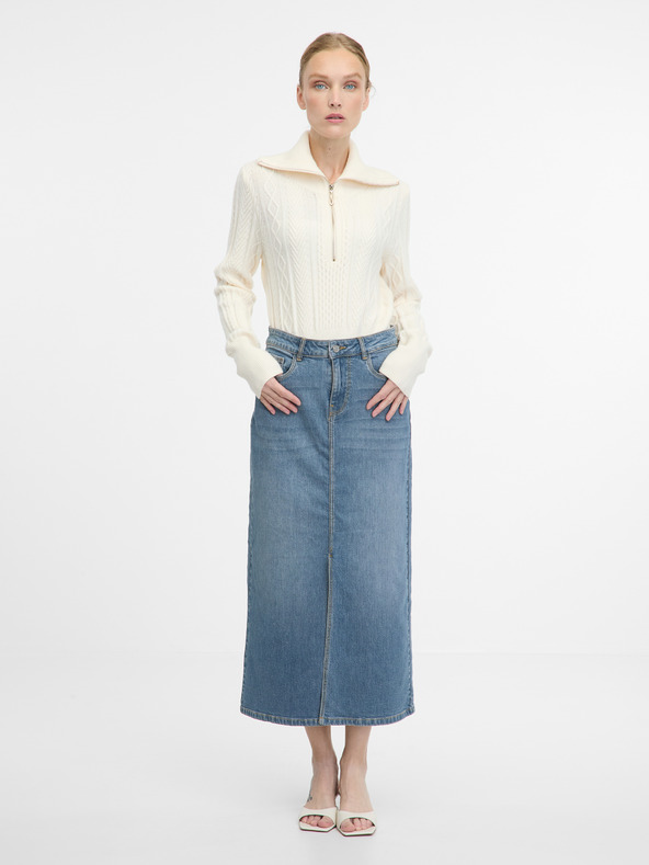 Orsay Modrá dámská džínová maxi sukně ORSAY